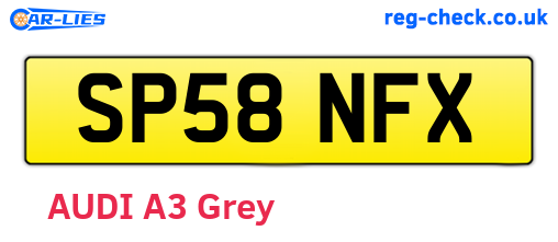 SP58NFX are the vehicle registration plates.