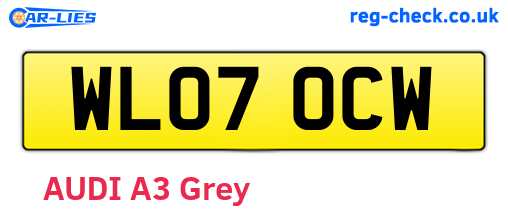 WL07OCW are the vehicle registration plates.