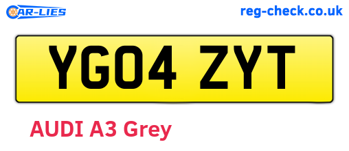 YG04ZYT are the vehicle registration plates.