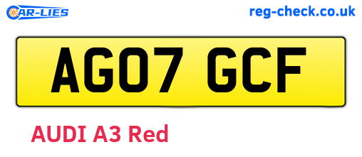 AG07GCF are the vehicle registration plates.