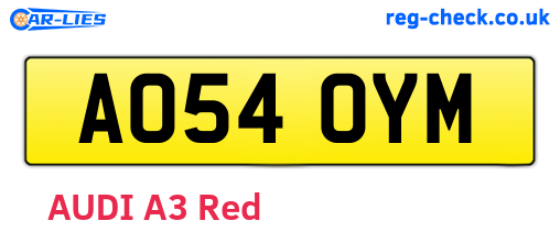 AO54OYM are the vehicle registration plates.