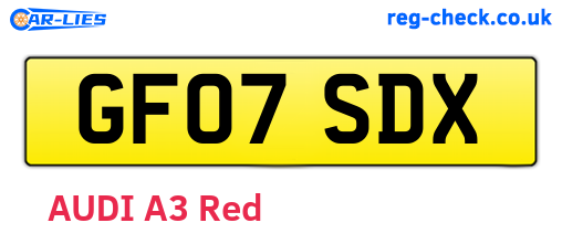 GF07SDX are the vehicle registration plates.