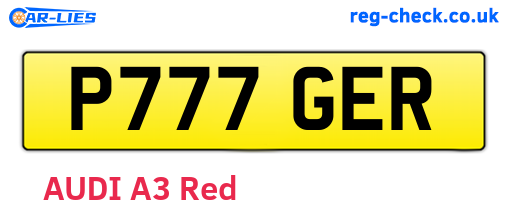 P777GER are the vehicle registration plates.