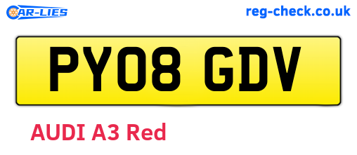 PY08GDV are the vehicle registration plates.