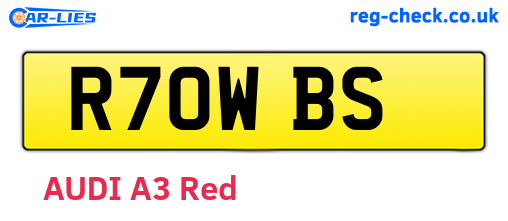 R70WBS are the vehicle registration plates.