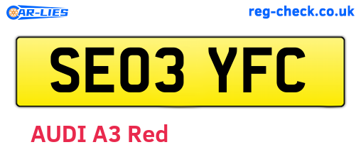 SE03YFC are the vehicle registration plates.
