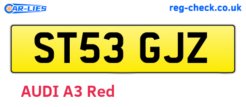 ST53GJZ are the vehicle registration plates.