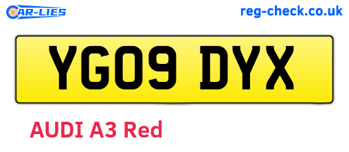 YG09DYX are the vehicle registration plates.