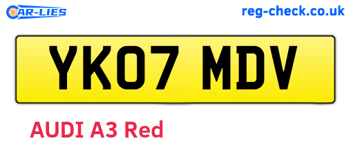 YK07MDV are the vehicle registration plates.