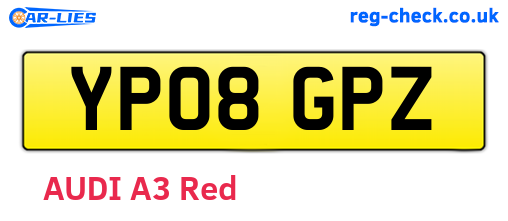 YP08GPZ are the vehicle registration plates.
