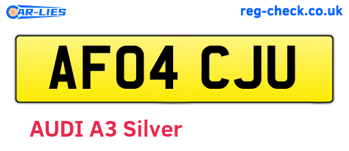 AF04CJU are the vehicle registration plates.