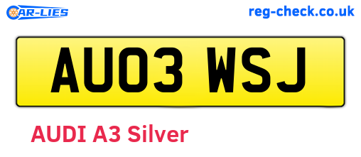 AU03WSJ are the vehicle registration plates.