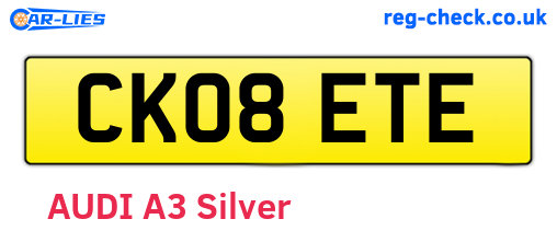 CK08ETE are the vehicle registration plates.