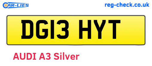 DG13HYT are the vehicle registration plates.