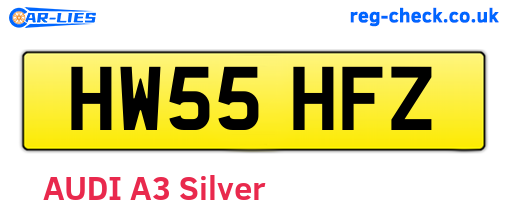 HW55HFZ are the vehicle registration plates.
