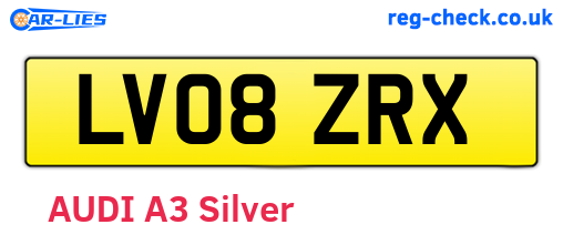 LV08ZRX are the vehicle registration plates.