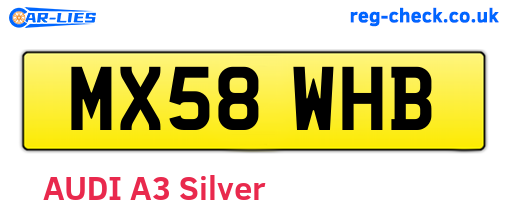 MX58WHB are the vehicle registration plates.