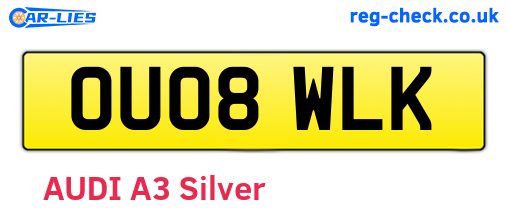 OU08WLK are the vehicle registration plates.