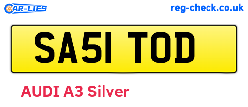 SA51TOD are the vehicle registration plates.