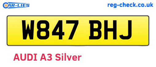 W847BHJ are the vehicle registration plates.