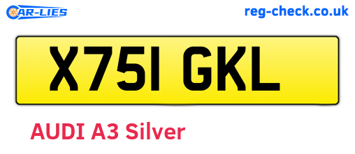 X751GKL are the vehicle registration plates.