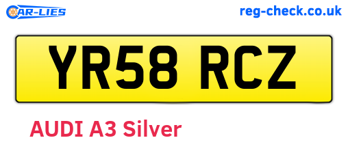 YR58RCZ are the vehicle registration plates.