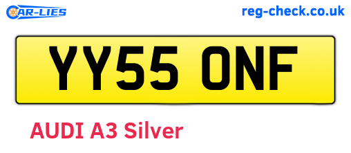 YY55ONF are the vehicle registration plates.