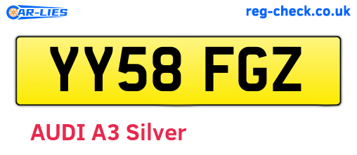 YY58FGZ are the vehicle registration plates.
