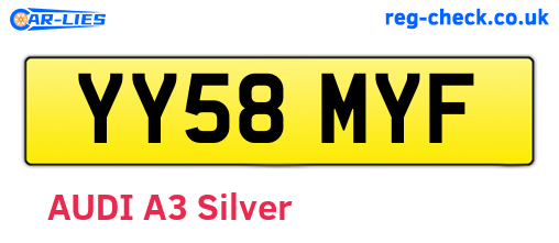 YY58MYF are the vehicle registration plates.