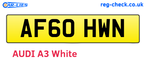 AF60HWN are the vehicle registration plates.