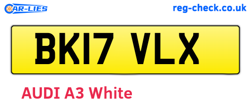 BK17VLX are the vehicle registration plates.