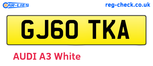GJ60TKA are the vehicle registration plates.