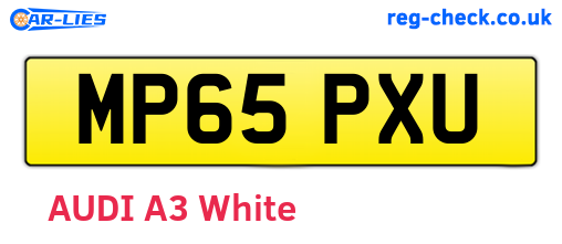 MP65PXU are the vehicle registration plates.