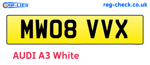 MW08VVX are the vehicle registration plates.