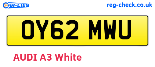 OY62MWU are the vehicle registration plates.