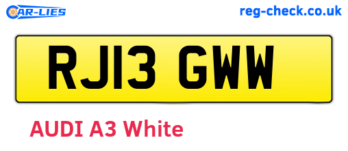 RJ13GWW are the vehicle registration plates.