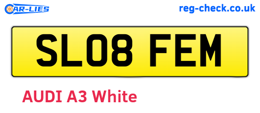SL08FEM are the vehicle registration plates.