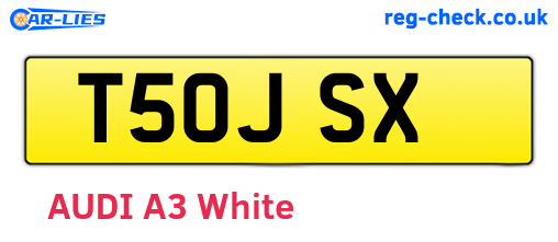 T50JSX are the vehicle registration plates.