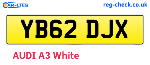 YB62DJX are the vehicle registration plates.