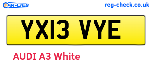 YX13VYE are the vehicle registration plates.