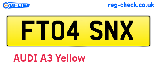 FT04SNX are the vehicle registration plates.