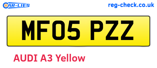 MF05PZZ are the vehicle registration plates.