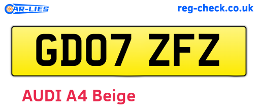 GD07ZFZ are the vehicle registration plates.