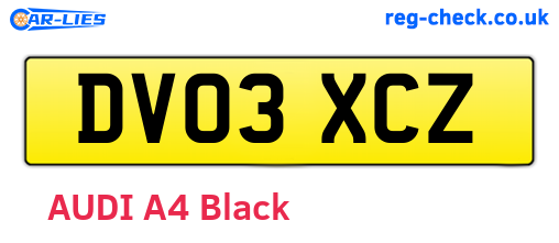DV03XCZ are the vehicle registration plates.