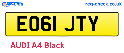 EO61JTY are the vehicle registration plates.