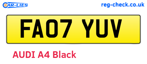 FA07YUV are the vehicle registration plates.