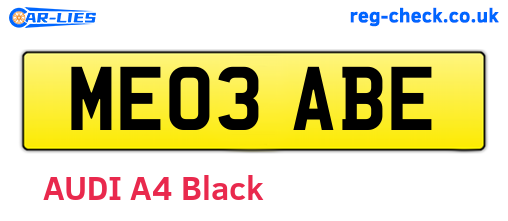 ME03ABE are the vehicle registration plates.