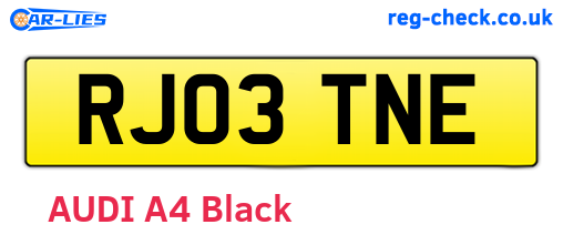 RJ03TNE are the vehicle registration plates.