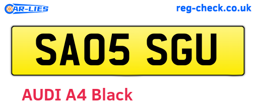 SA05SGU are the vehicle registration plates.