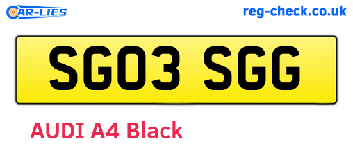 SG03SGG are the vehicle registration plates.